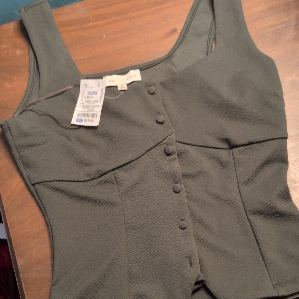 Zara Green Sleeveless Bustier Tank Top